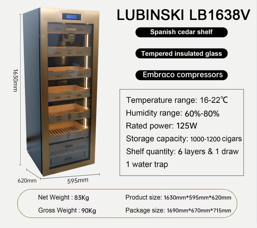 Tủ bảo quản Cigar trên 1000 điếu Lubinski LB1638